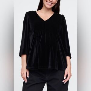 Gap Maternity 3/4 Sleeve Velvet Top, Black, sz M